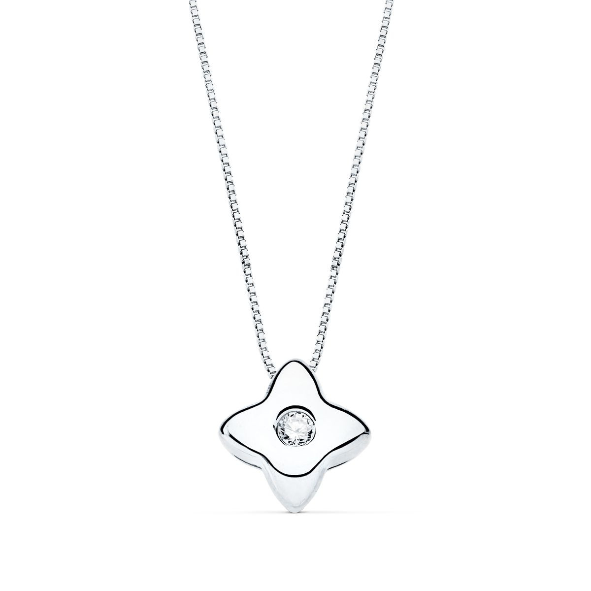 18K GARGANTILLA ORO BLANCO ESTRELLA 5X5MM DIAMANTE LABORATORIO 0,015 QT. G-VS2. CADENA 42CM