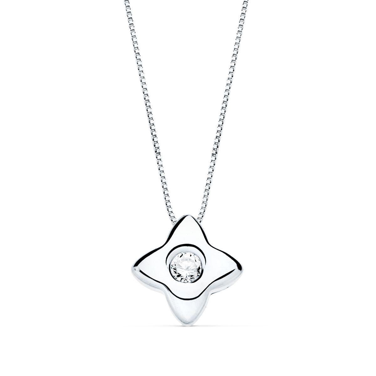18K GARGANTILLA ORO BLANCO ESTRELLA 6MM CON DIAMANTE LABORATORIO 0,050 QTS. G-VS2. CADENA 42CM
