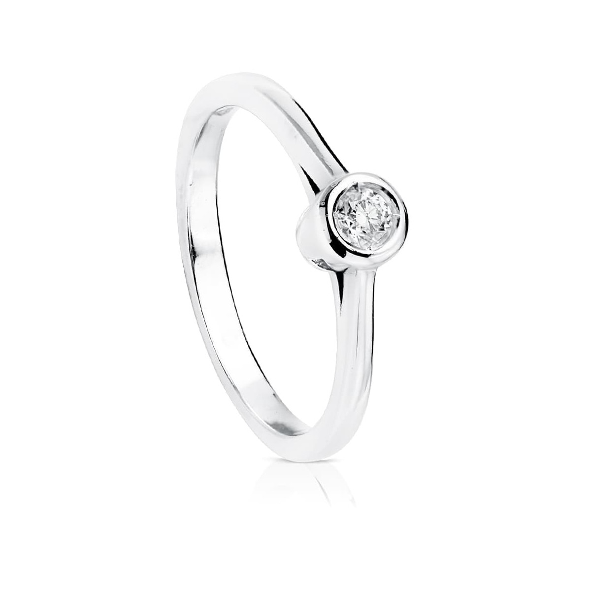 18K SOLITARIO DIAMANTE NATURAL TALLA BRILLANTE ORO BLANCO 0.100 QTS. SI-H