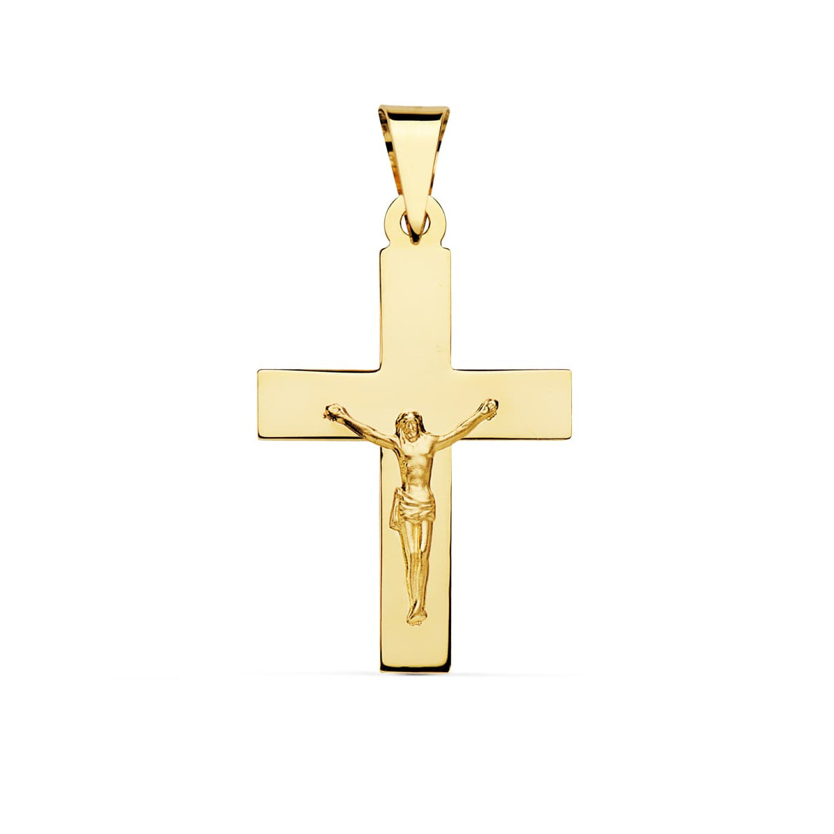 18K CRUZ CON CRISTO ORO AMARILLO 34 X 22 MM