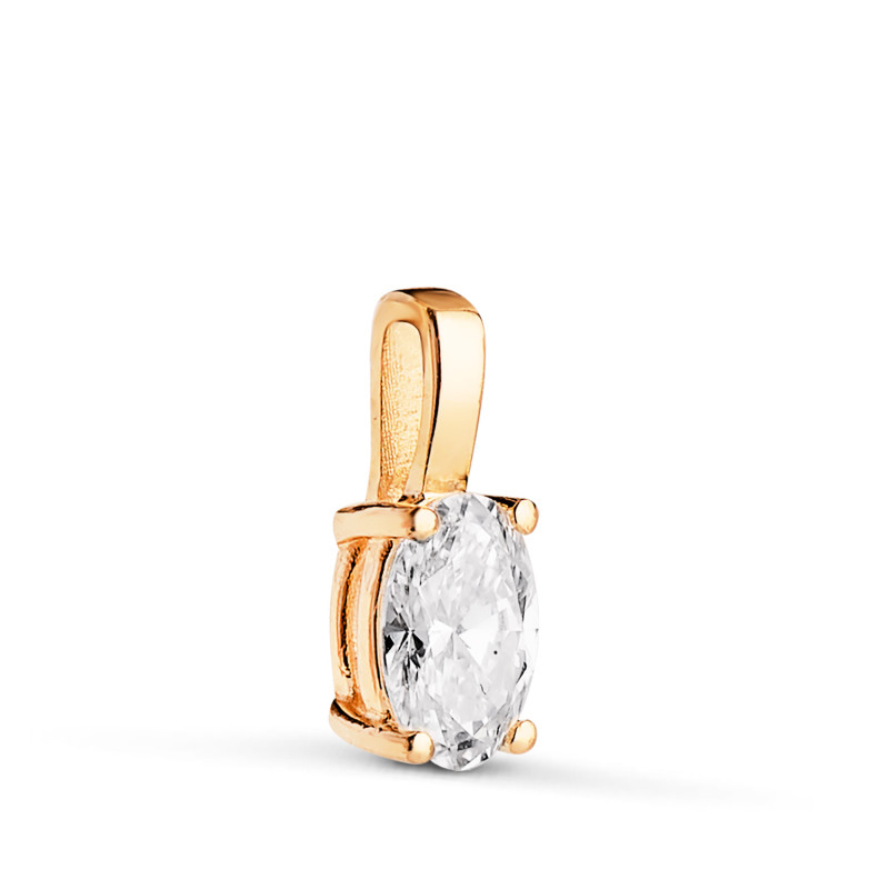 18K COLGANTE ORO AMARILLO DIAMANTE LABORATORIO TALLA OVAL 6 X 4MM 0,426 QTES. G-VS1. MEDIDA: 10X4 MM