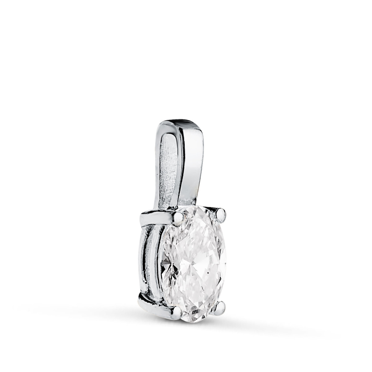 18K COLGANTE ORO BLANCO DIAMANTE LABORATORIO TALLA OVAL 6 X 4MM 0,426 QTES. G-VS1. MEDIDA: 10X4 MM