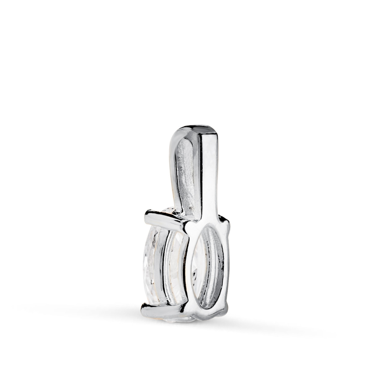 18K COLGANTE ORO BLANCO DIAMANTE LABORATORIO TALLA OVAL 6 X 4MM 0,426 QTES. G-VS1. MEDIDA: 10X4 MM