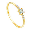 18K SORTIJA ORO AMARILLO 6 DIAMANTES DE LABORATORIO 0,030QTS. G-VS2 AGUAMARINA 3X3MM CUERPO 1MM 18K SORTIJA ORO AMARILLO 6 DIAMANTES DE LABORATORIO 0,030QTS. G-VS2 AGUAMARINA 3X3MM CUERPO 1MM