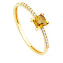 18K SORTIJA ORO AMARILLO 14 DIAMANTES DE LABORATORIO 0,070QTS. G-VS2. CITRINO 4X4MM CUERPO 1 MM
