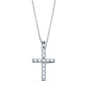 18K COLLAR ORO BLANCO CRUZ 11X8 MM 11 DIAMANTES LABORATORIO 0,09 QT. CADENA VENECIANA 45CM G-VS2