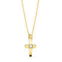 18K COLLAR ORO AMARILLO CRUZ 8X4.5MM1 DIAMANTE LABORATORIO 0,015QT. CADENA VENECIANA 45CM G-VS2
