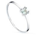 18K SORTIJA ORO BLANCO AGUAMARINA NATURAL 4X3 MM. ANCHO CUERPO: 1,10 MM