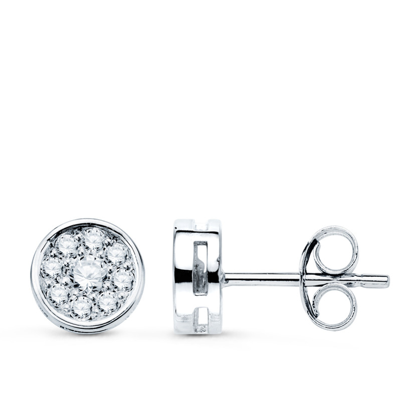 18K PENDIENTES ORO BLANCO CON 18 DIAMANTES LABORATORIO VS2-G 0,360 QTES. MEDIDA: 7X7 MM. CIERRE PRESION