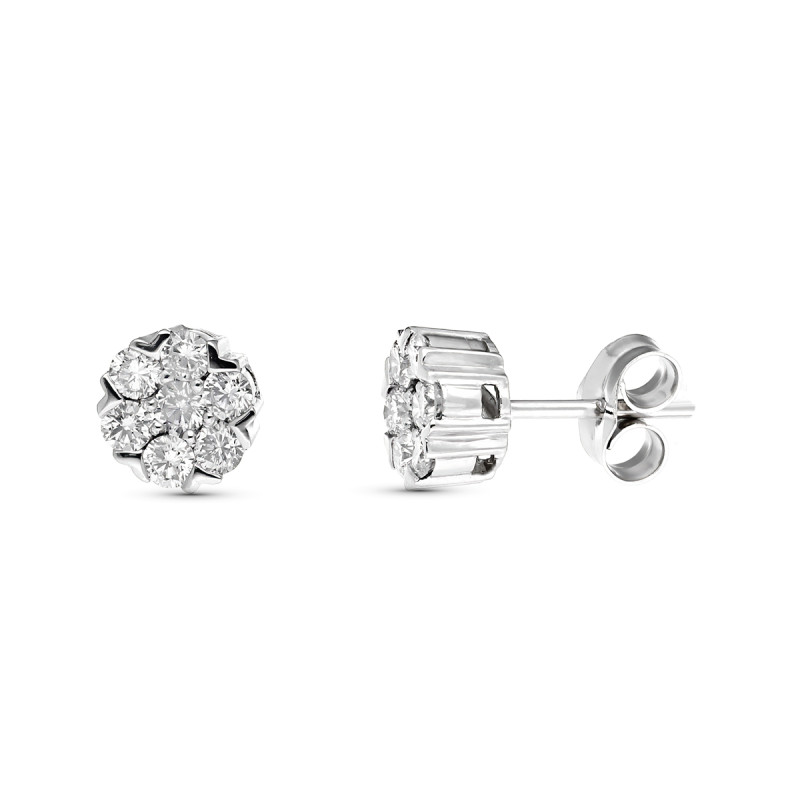 18K PENDIENTES ORO BLANCO CON DIAMANTES LABORATORIO 0,602 QTES VS2-G. MEDIDA: 7X7. CIERRE PRESION