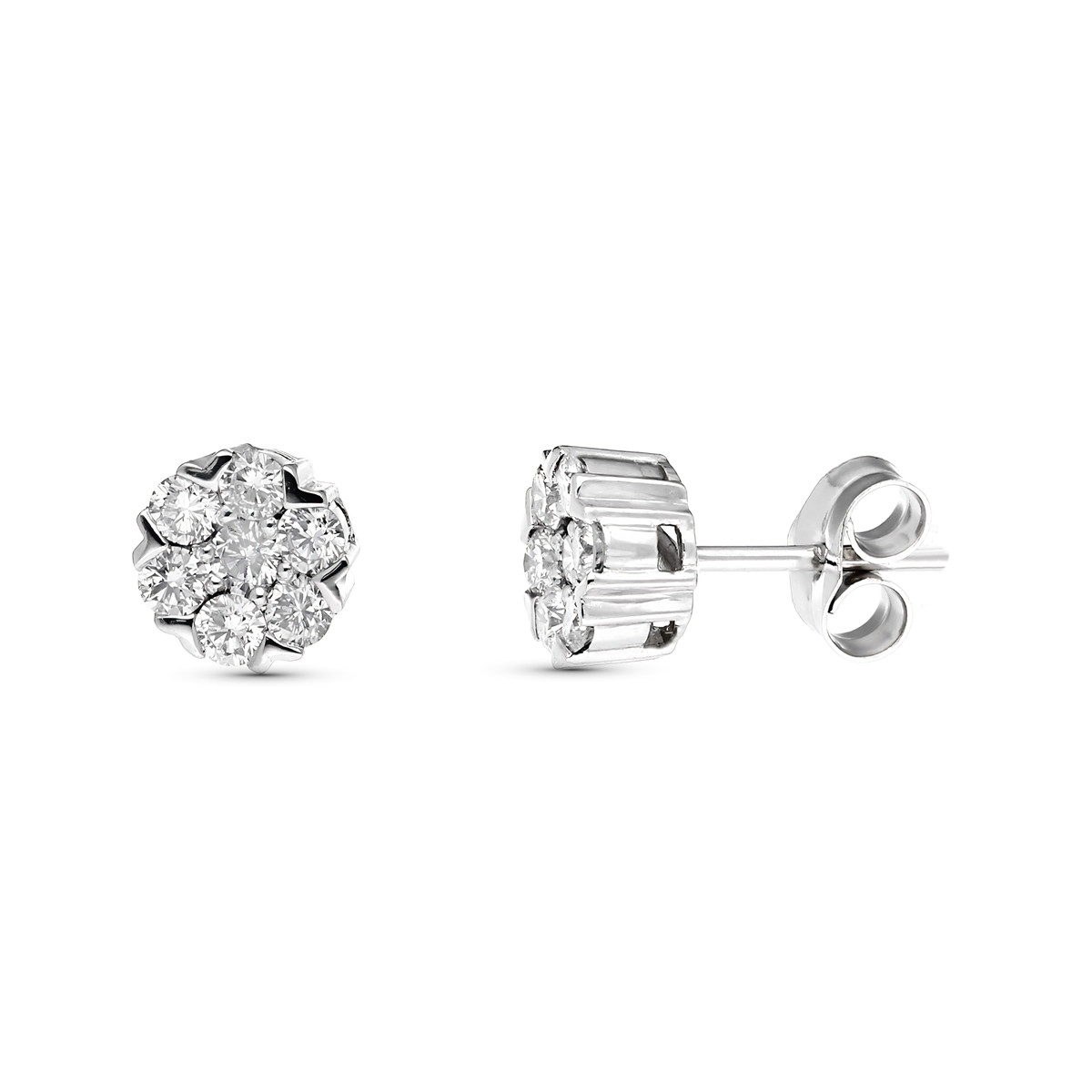 18K PENDIENTES ORO BLANCO CON DIAMANTES LABORATORIO 0,602 QTES VS2-G. MEDIDA: 7X7. CIERRE PRESION