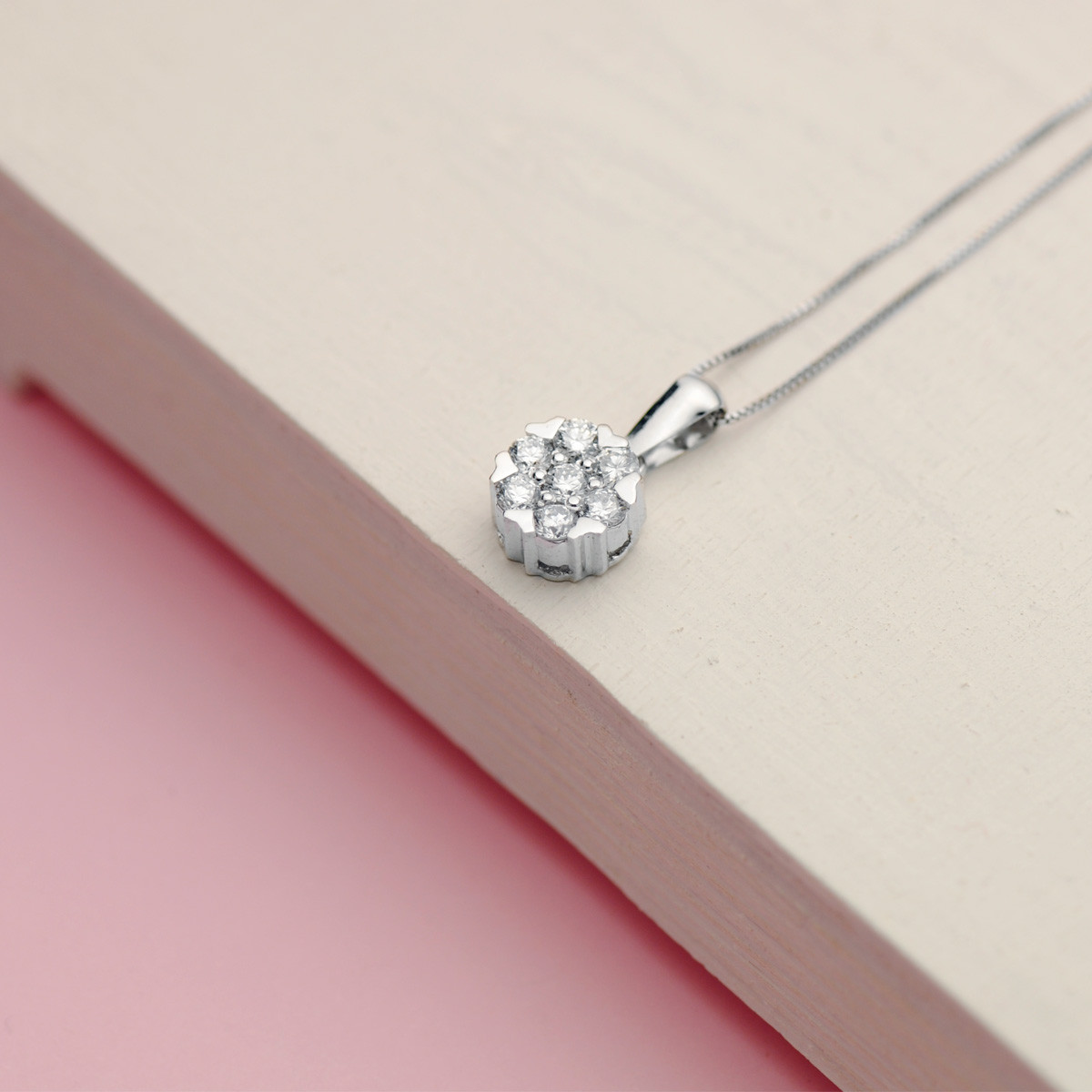 18K COLLAR ORO BLANCO 7 MM DIAMANTES LABORATORIO 0,300 QTS G-VS2 CADENA 42-3CM