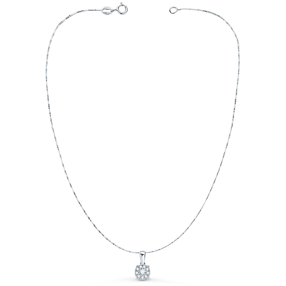 18K COLLAR ORO BLANCO DIAMANTES LABORATORIO 6.5 MM0,182 QTS CADENA 42-3 CM VS2-G