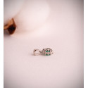 18K COLGANTE ORO BLANCO12 DIAMANTES DE LABORATORIO Y ESMERALDA RECRISTALIZADA 5 MM 0,48 QT. 0,170 QTS. VS2-G. 9 MM