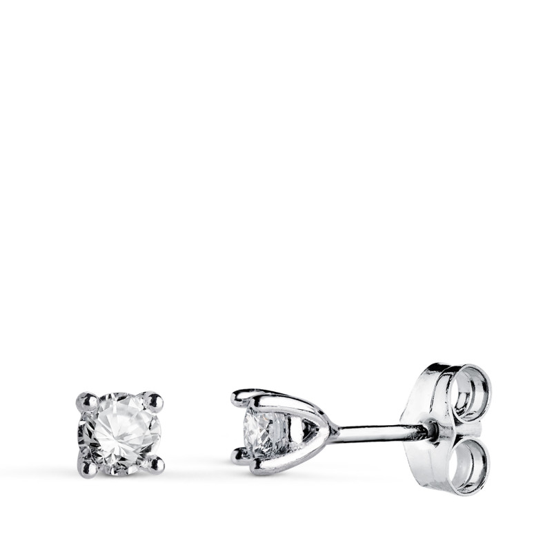 18K PENDIENTES ORO BLANCO DIAMANTES LABORATORIO TALLA BRILLANTE 4MM 0,400 QTS. VS2-G. 4X4 MM CIERRE PRESION