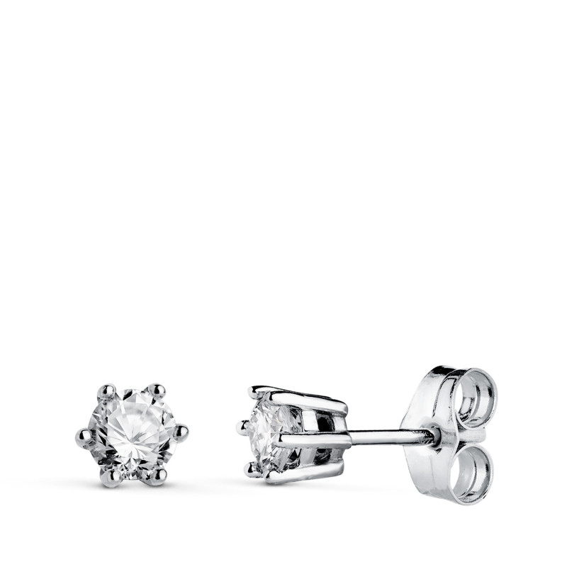 18K PENDIENTES ORO BLANCO DIAMANTES LABORATORIO TALLA BRILLANTE 3,8 MM 0,400 QTS. VS1-G. 4,5X4,5 MM CIERRE PRESION