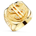 18K SELLO ORO AMARILLO MACIZO DOLAR CON CIRCONITA ANCHO 22X20 MM