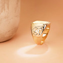 18K SELLO ORO AMARILLO CABALLERO MACIZO TALLADO BRILLO CABEZA: 20X19 MM