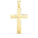18K CRUZ ORO AMARILLO BRILLO Y MATE SIN CRISTO 32X20 MM