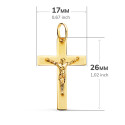 18K CRUZ ORO AMARILLO CON CRISTO LASER PLANA 26X17 MM
