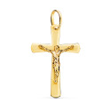 18K CRUZ ORO AMARILLO CON CRISTO PLANA LASER 25X16 MM