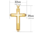 18K CRUZ ORO AMARILLO SIN CRISTO TALLADA Y MATIZADA 35X22 MM