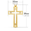 18K CRUZ ORO AMARILLO SIN CRISTO TALLADA Y MATIZADA 35X22 MM