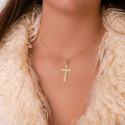 18K CRUZ ORO AMARILLO SIN CRISTO BORDES TALLADOS 35X20 MM