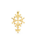 18K CRUZ DE HUGUENOTTE ORO AMARILLO CON PALOMA. 28 X 17 MM