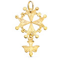 18K CRUZ DE HUGUENOTTE ORO AMARILLO CON PALOMA. 40 X 25 MM 18K CRUZ DE HUGUENOTTE ORO AMARILLO CON PALOMA. 40 X 25 MM