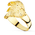 18K SELLO MACIZO ORO AMARILLO AGUILA CALVA AMERICANA TALLADA ANCHO 19 MM