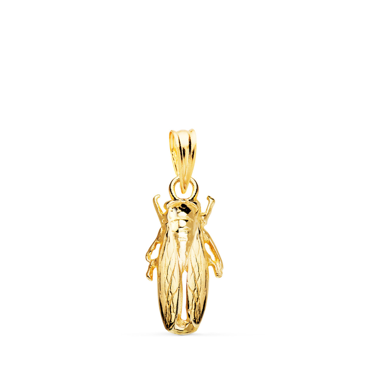 18K COLGANTE ORO AMARILLO CIGARRA DE LA CAMARGA. 19 X 9 MM