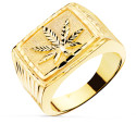 18K SELLO ORO AMARILLO HOJA DE MARIHUANA CABEZA RECTANGULAR 25X17 MM 18K SELLO ORO AMARILLO HOJA DE MARIHUANA CABEZA RECTANGULAR 25X17 MM