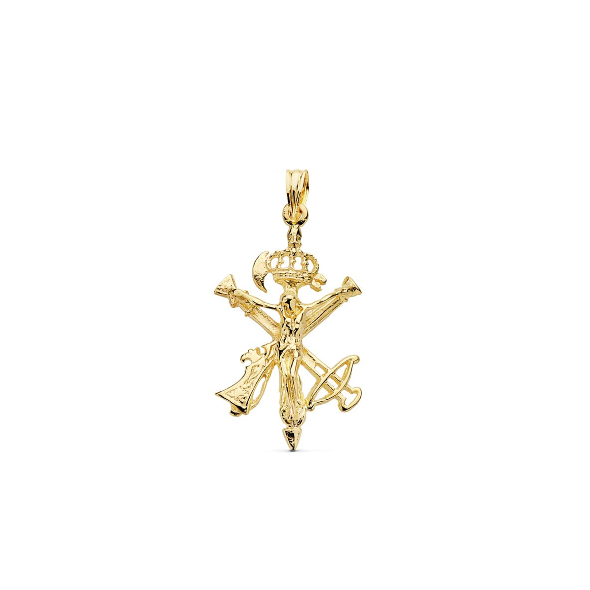 18K COLGANTE CRUZ CRISTO LEGION ORO AMARILLO 31X20 MM