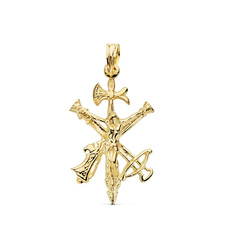 18K COLGANTE CRUZ CRISTO LEGION ORO AMARILLO 29X18 MM