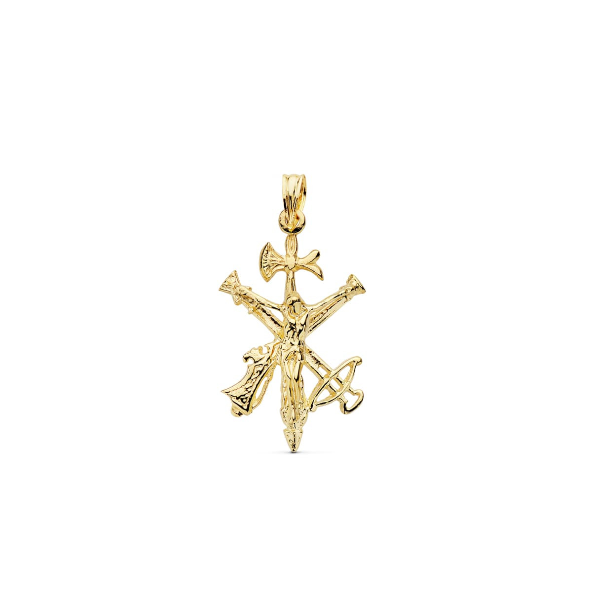 18K COLGANTE CRUZ CRISTO LEGION ORO AMARILLO 29X18 MM
