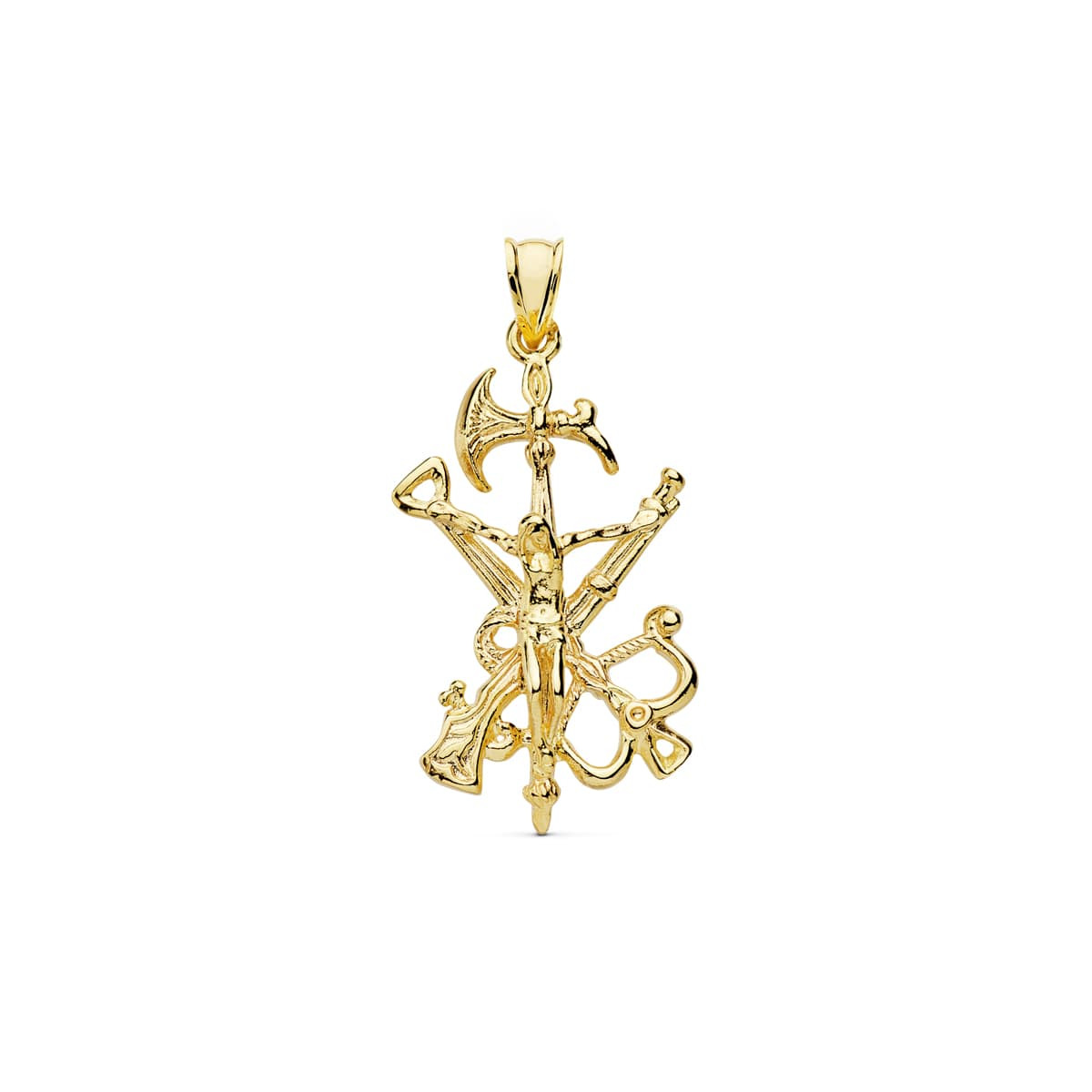 18K COLGANTE CRUZ CRISTO LEGION ORO AMARILLO 44X22 MM