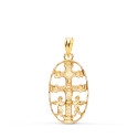 18K CRUZ DE CARAVACA ORO AMARILLO CERCO OVAL TALLADO 25 X 13 MM