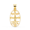 18K CRUZ DE CARAVACA ORO AMARILLO CERCO OVAL TALLADO. 27 X 17MM