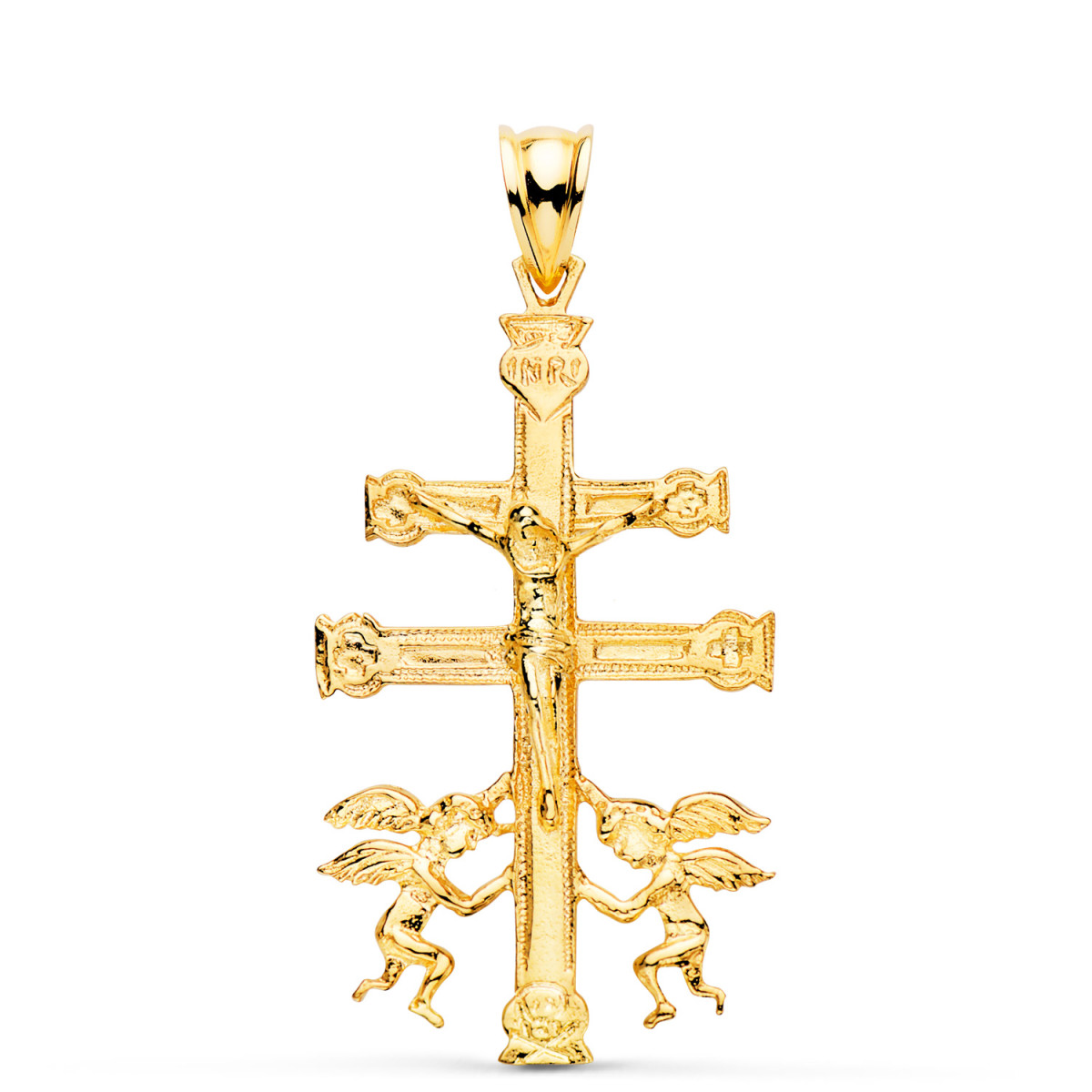 18K CRUZ ORO AMARILLO CARAVACA CON CRISTO. 36 X 22 MM