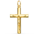 18K CRUZ ORO AMARILLO CRISTO MACIZA MEDIO PALO REDONDO BRILLO 38 X 24 MM 18K CRUZ ORO AMARILLO CRISTO MACIZA MEDIO PALO REDONDO BRILLO 38 X 24 MM