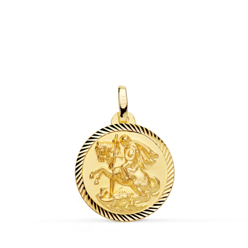 18K MEDALLA ORO AMARILLO SAN JORGE BORDE HELICE 18 MM