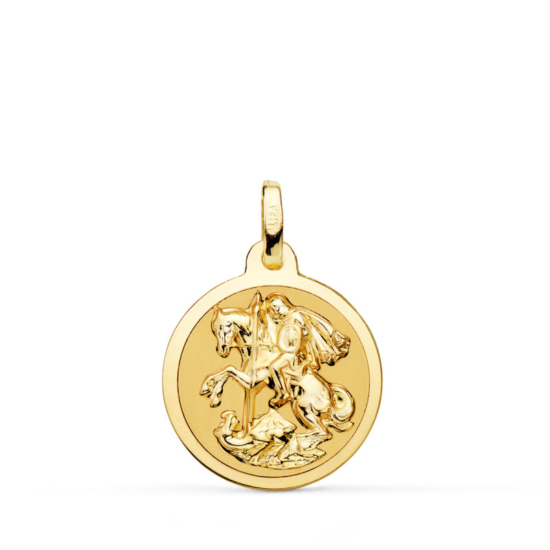 18K MEDALLA ORO AMARILLO SAN JORGE BRILLO 18 MM