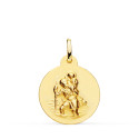 18K MEDALLA ORO AMARILLO SAN CRISTOBAL LISA MATIZADA 20 MM 18K MEDALLA ORO AMARILLO SAN CRISTOBAL LISA MATIZADA 20 MM