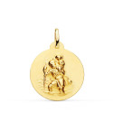 18K MEDALLA ORO AMARILLO SAN CRISTOBAL MATIZADA LISA 22 MM 18K MEDALLA ORO AMARILLO SAN CRISTOBAL MATIZADA LISA 22 MM