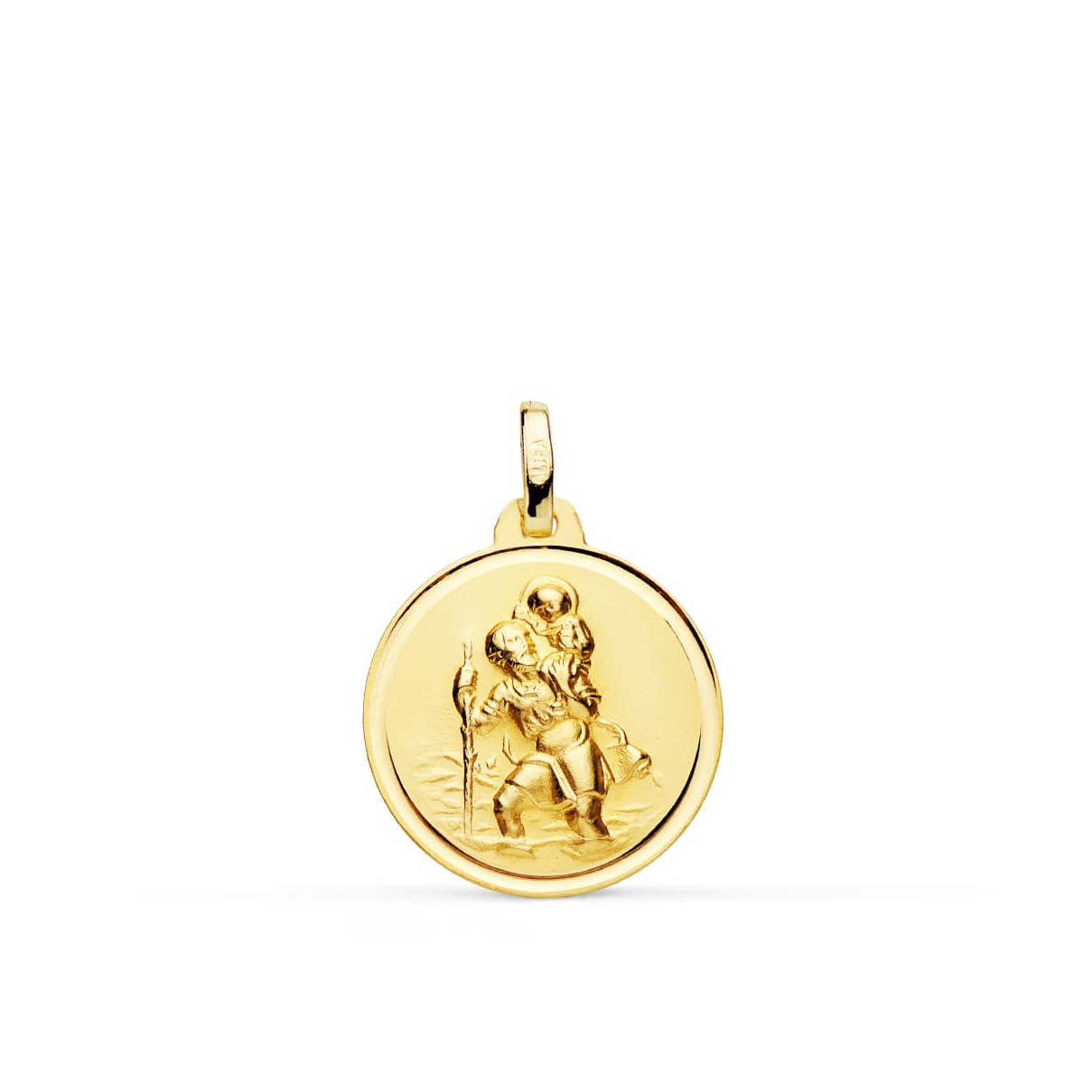 18K MEDALLA ORO AMARILLO SAN CRISTOBAL BISEL 18 MM