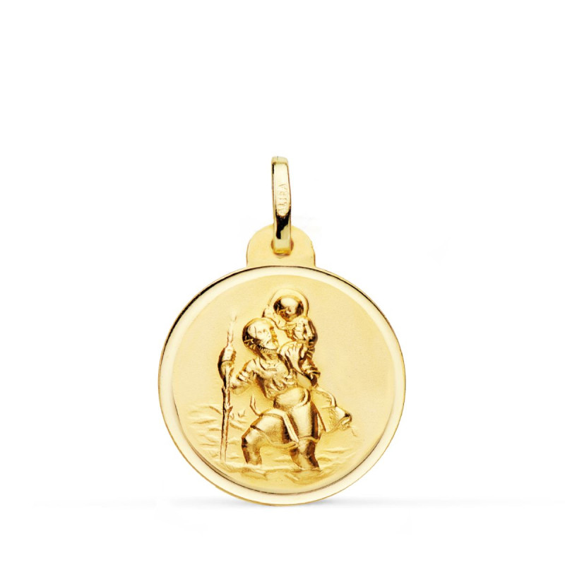 18K MEDALLA ORO AMARILLO SAN CRISTOBAL BISEL 20 MM