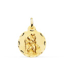 18K MEDALLA ORO AMARILLO SAN CRISTOBAL TALLADA 20 MM
