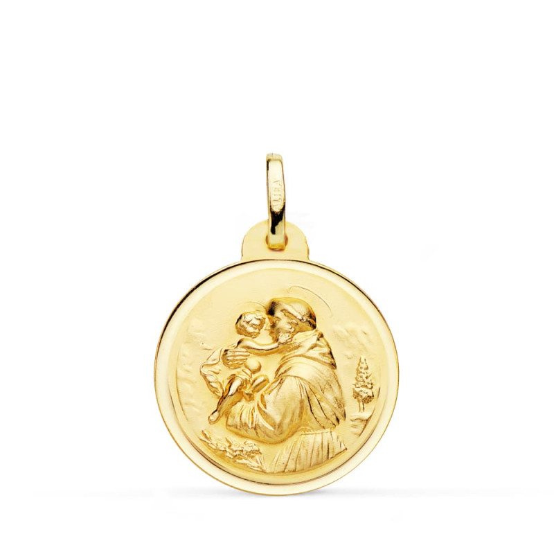 18K MEDALLA ORO AMARILLO DE SAN ANTONIO BISEL 20 MM