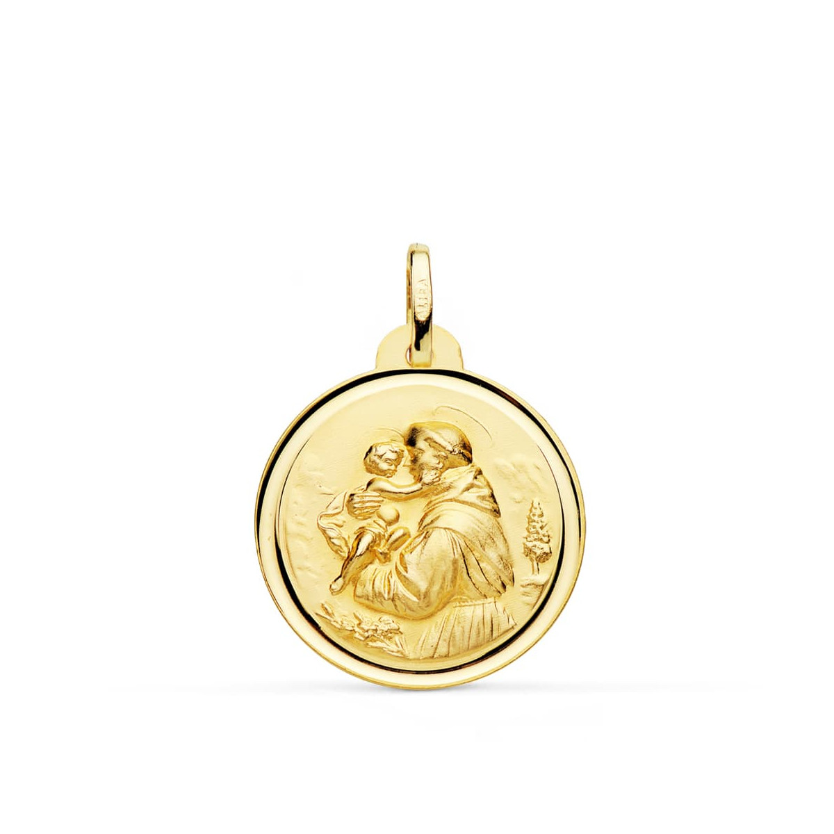 18K MEDALLA ORO AMARILLO SAN ANTONIO BISEL 22 MM